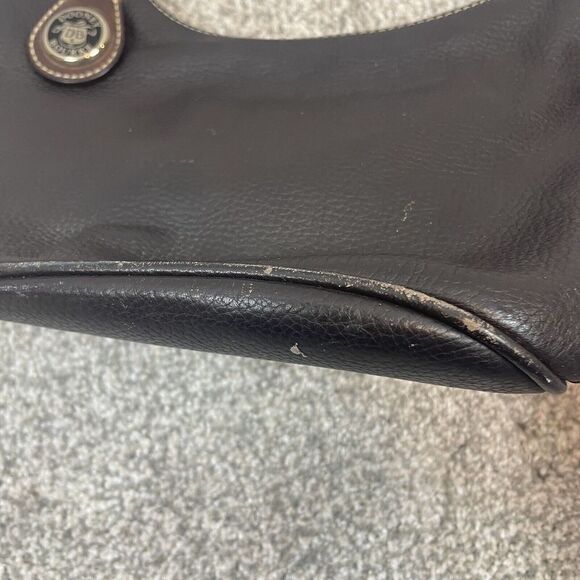 Dooney & Bourke Y2K 90s Black Brown Buckle Shoulder Leather Purse - Picture 8 of 9